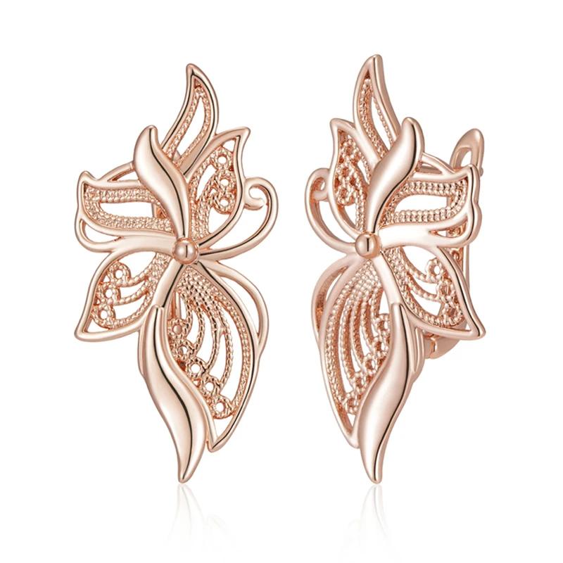 Golden Flower Large Earrings Hollow Embossed Women Luxury Accessories Costume Jewelry