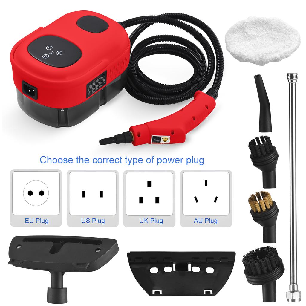 Ручной пароочиститель под давлением для глубокой очистки с 8 аксессуарами, умный сенсорный экран для одежды, стекла автомобиля, окна, кухни