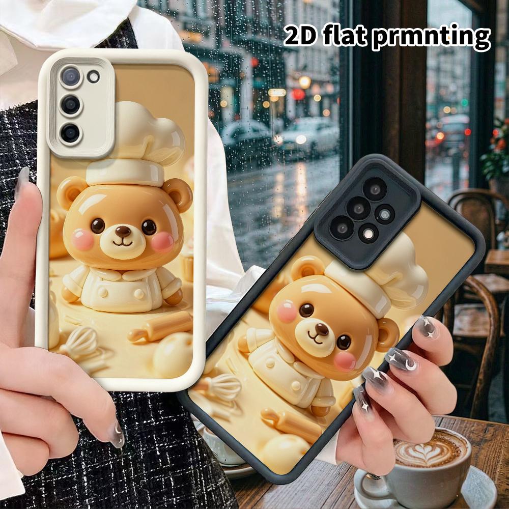 Phone Case: 2D flat design suitable for Samsung Galaxy A34 A35 M05 M06 S20 S22 S21 FE Plus 5G protective case, chef little bear, perfect Christmas and