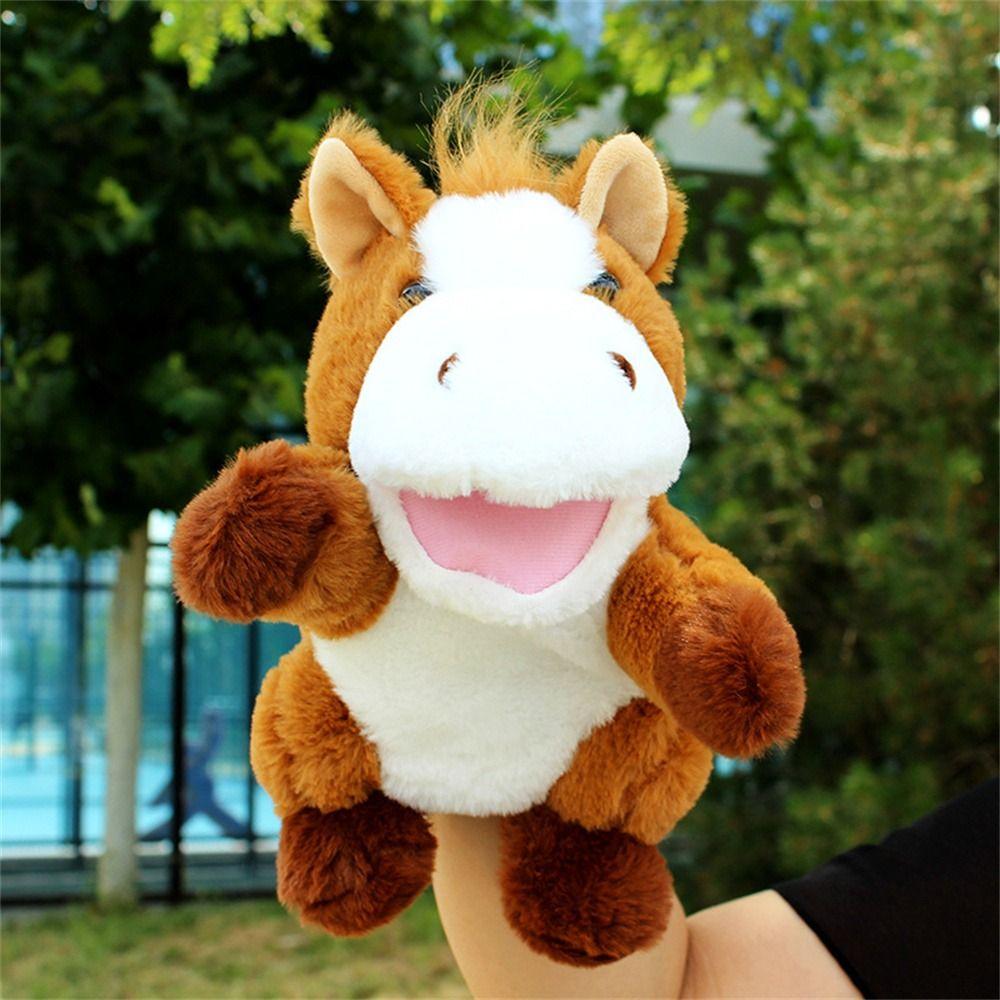 Movable Open Mouths Plush Animal Puppets Cow Duck Pig Stuffed Hand Doll Kids Toy   Role-Playing