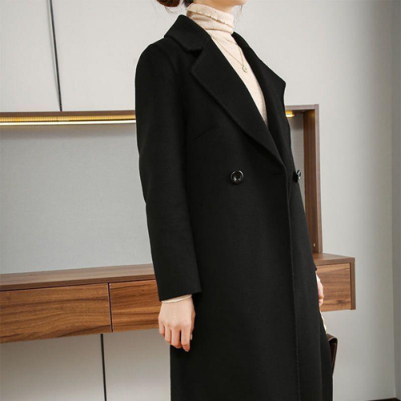 Autumn and Winter New Woolen Coat Women's Medium and Long Over-knee Loose and Thin Fashion Coat Women