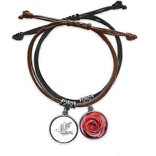Crowd Cars Skyscraper Watercolor Bracelet Rope Hand Chain Leather Rose Wristband