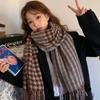 Scarf Female Winter 2024 New Thickened Warm Plaid Shawl Korean Version of Hitchhiking Tassel Neck Unisex