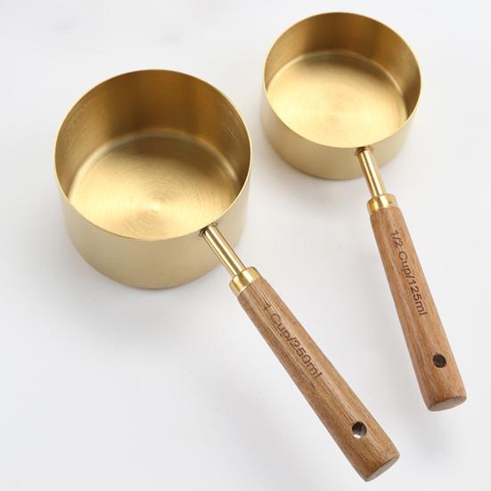 4Pcs Useful Convenient Wooden Handle Measuring Scoop Measure Spoon Scale Coffee Bartending Tool Home Supplies
