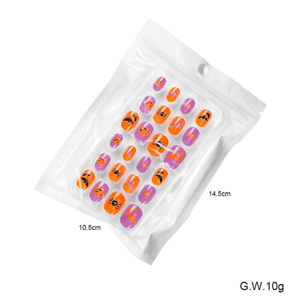 Детские рождественские накладные ногти для маникюра на Хэллоуин, детские накладные ногти с полным покрытием, самоклеящиеся