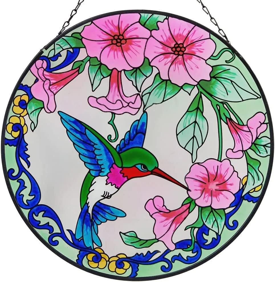 Stained Glass Suncatcher Cardinal Hummingbird Kingfisher Double Side Acrylic Panel Window Hanging Decor Ornament Bird Lover Gift