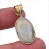 Natural Aquamarine Gemstone 925 Solid Sterling Silver TwoTone Pendant 1.50" N6n70
