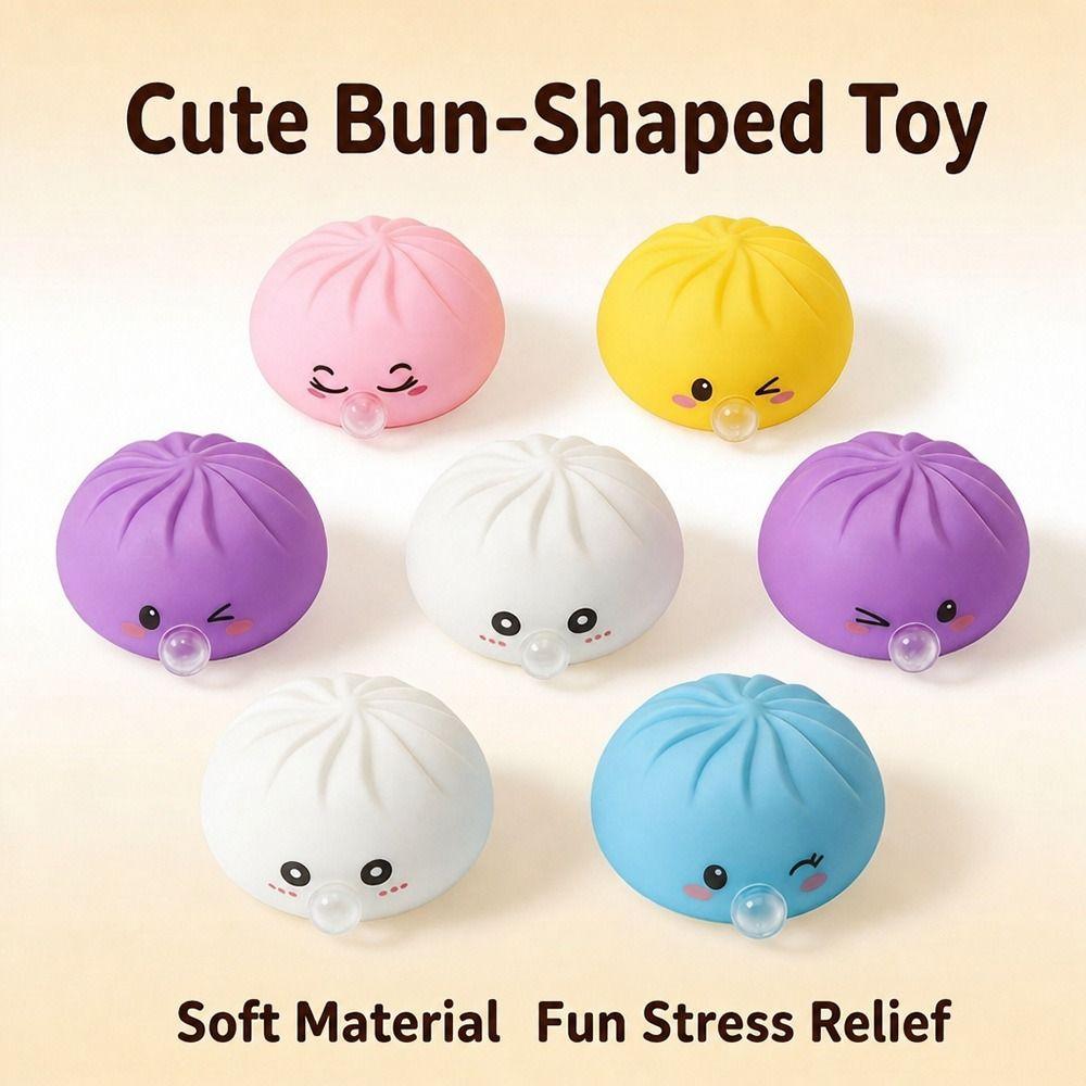 1pc Rainbow Color Decompression Squeeze Fidget Steamed Stuffed Bun Squishy Pinch Relaxation Tool
