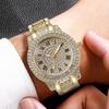 2Pcs/Set Women Quart Watch Shiny Rhinestones Circular Dial High Precision Movement Wristwatch