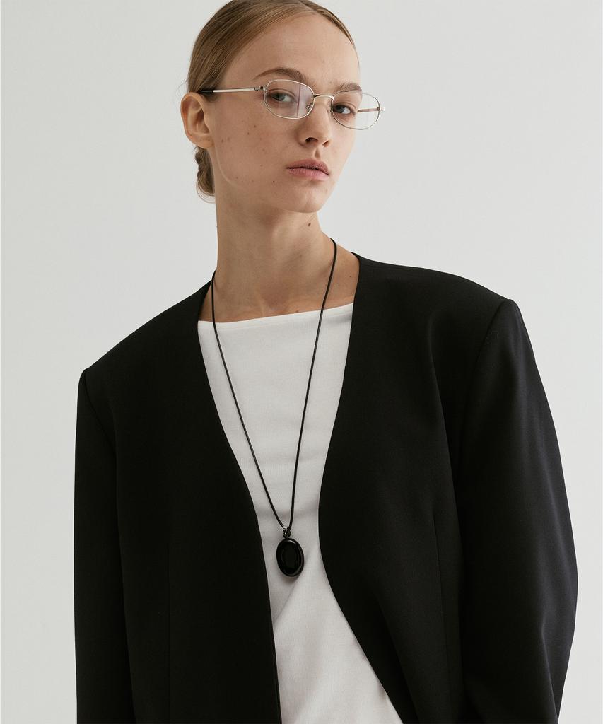 Fromwhere Collarless Tailored Jacket Black