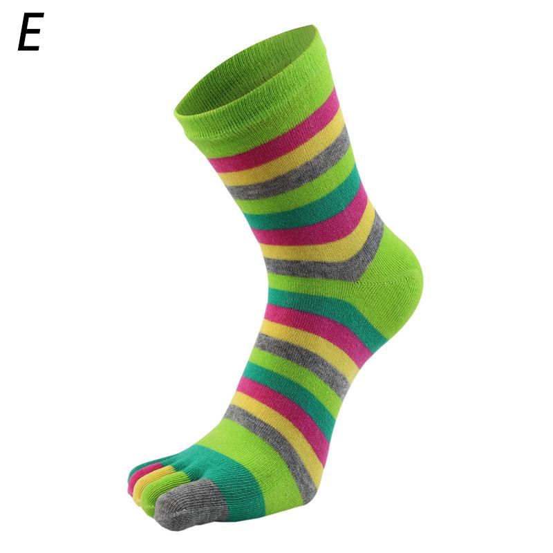 Cute Cotton Five Finger Toe Socks Men Women Rainbow Socks Colorful Striped Creative Comfortable KTB