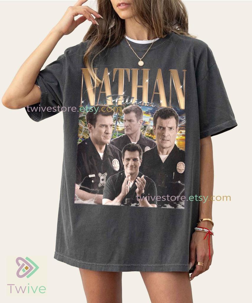 Nathan Fillion Comfort Colors Shirt, Vintage Fan Merch Gift, Classic Retro Tee, The Rookie John Nolan Detective Police T-Shirt