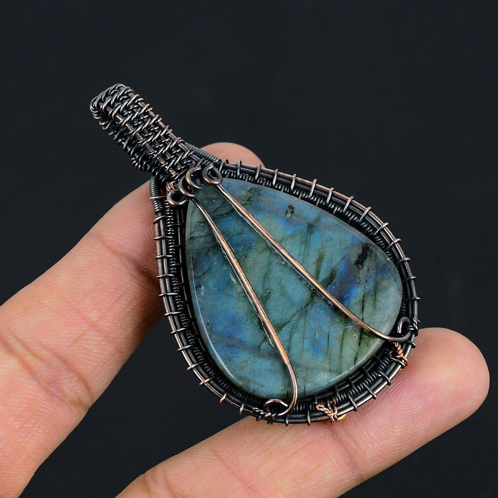 Подвеска Древо Жизни с Лабрадоритом, Подвеска из Натурального Камня Ручной Работы, Обернутая Медной Проволокой 999 пробы, Антикварное Ювелирное Изделие, Для Подарка, Серебряное Ювелирное Изделие