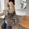 Холщовая сумка большой вместимости для женщин, модная полосатая сумка на плечо, новая сумка с верхней ручкой, дорожная сумка, сумка для покупок