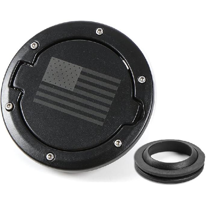 RT-TCZ Fuel Filler Door Gas Tank Cap Cover Accessories For 2007-2017 Jeep Wrangler JK & Unlimited Sport Rubicon Sahara (US Flag)