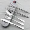 Портативная посуда Посуда для кемпинга Столовые приборы Набор столовых приборов Нож Вилка Ложка Палочки для еды Соломенный набор Посуда из нержавеющей стали 18/10