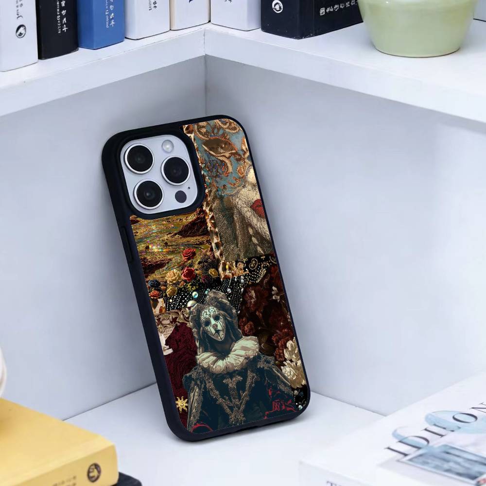 Темный Витиеватый Коллаж Чехол для Телефона Для iPhone 14,16,15,13,17,12,Plus,Pro,Max Магнитный Для Magsafe Матовый Чехол