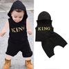 Baby Boy Clothes KING Hooded Vest Tops+Shorts 2pcs Outfits Tracksuit