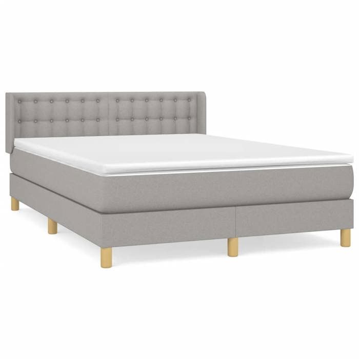 Maison Exclusive - Sommier à lattes de lit avec matelas Gris clair 140x200cm Tissu