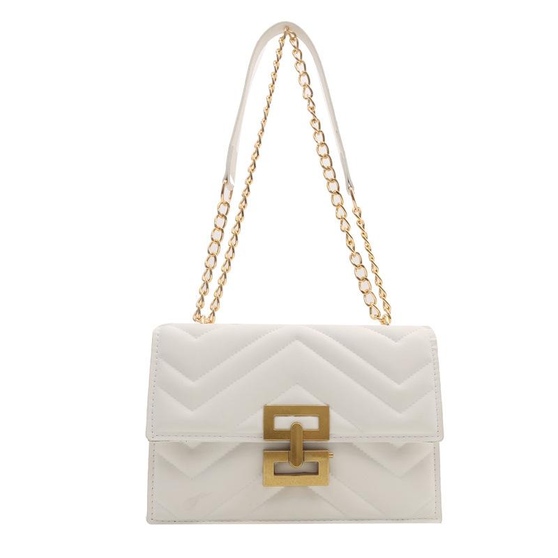 Вышивальная нить мода PU2025 новая простая цепочка кроссбоди ретро замок иностранный стиль плечевая маленькая квадратная сумка женщина