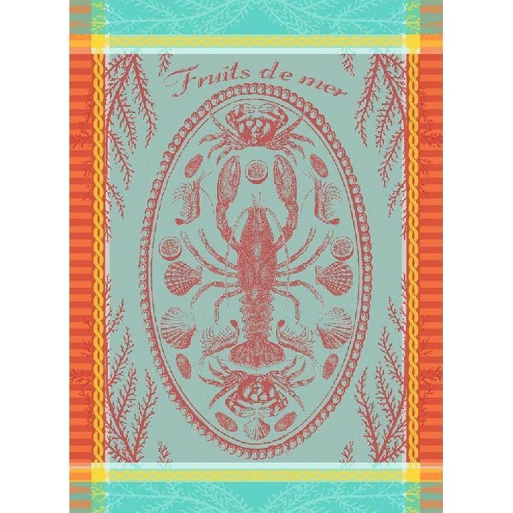 Garnier Thiebaut Maree Basse Lagon (Low Water Lagoon) French Kitchen Towel 22"x30", Cotton, Jacquard