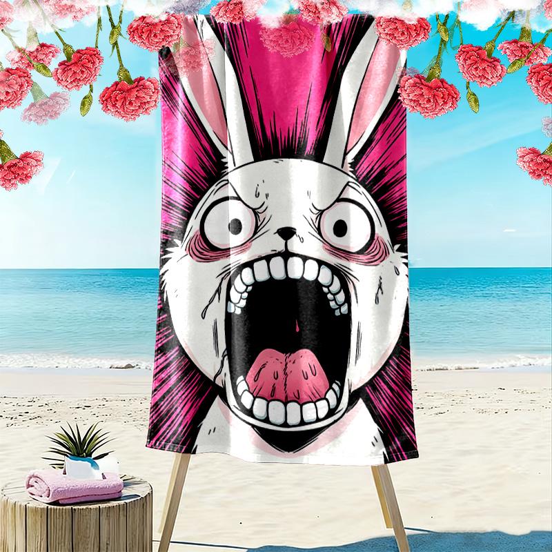 Cartoon Rabbit 2D Flat Print Beach Towel, Large Soft Quick Dry Towel for Beach Camping SwimmingZSTJ0915257