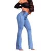 High-waisted Elastic Slimming Slightly Flared and Hip-lifting Denim Trousers