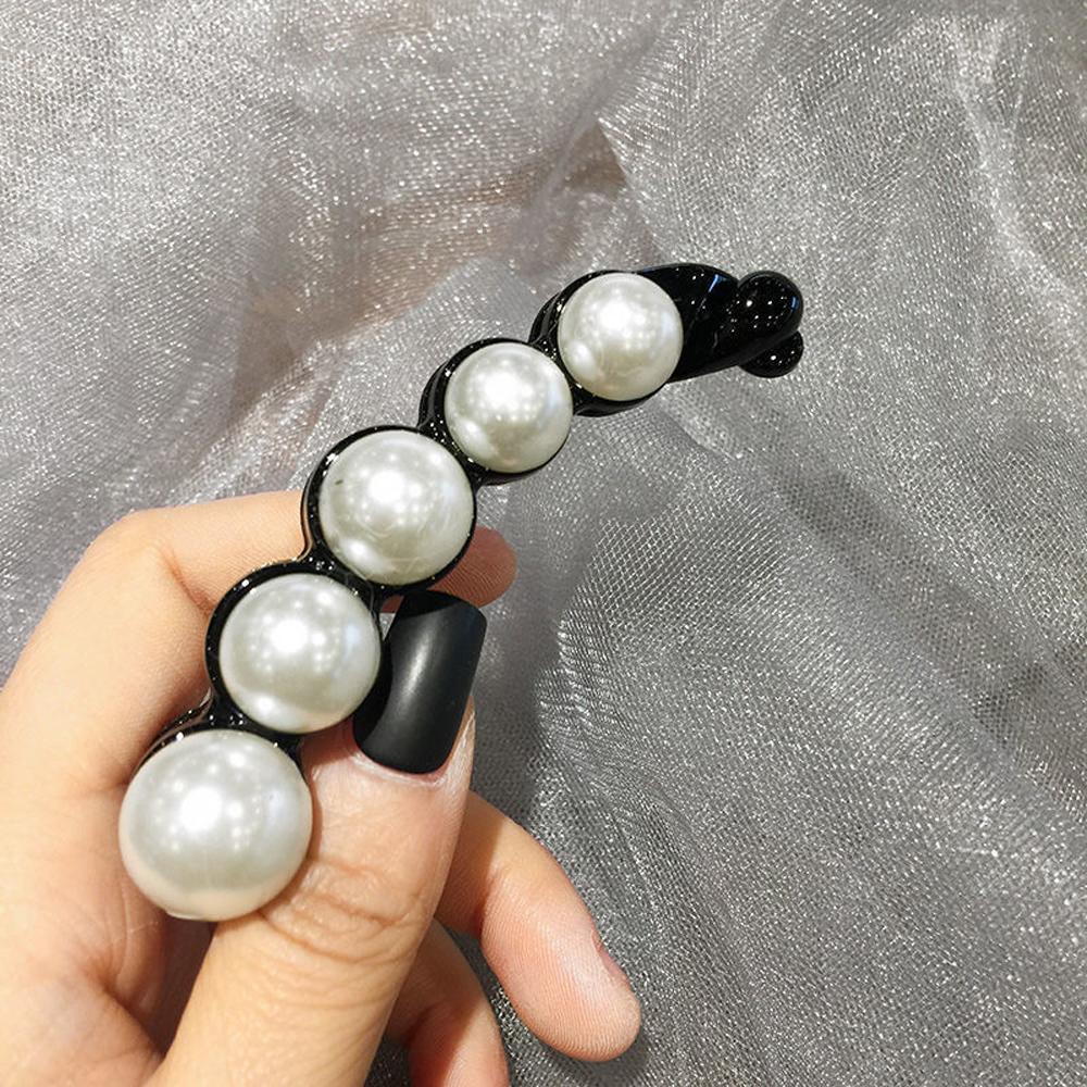 Женские аксессуары для волос, геометрические пластиковые заколки для волос в форме банана, жемчужные заколки, когти для волос, крабы для волос