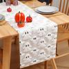 Ghost Pattern Table Runner Plush Faux Fur Jacquard Table Flag Halloween Decoration Halloween Party Supplies
