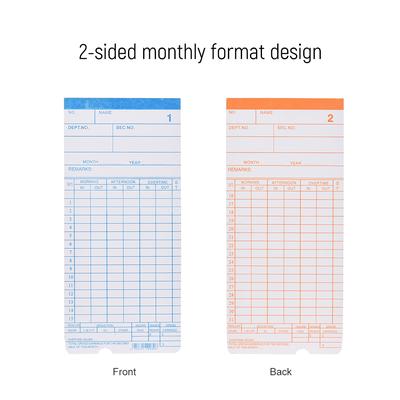 Карты учета рабочего времени, 90 шт./упак., ежемесячные, двусторонние, 18*8,4 см, для записи времени посещаемости