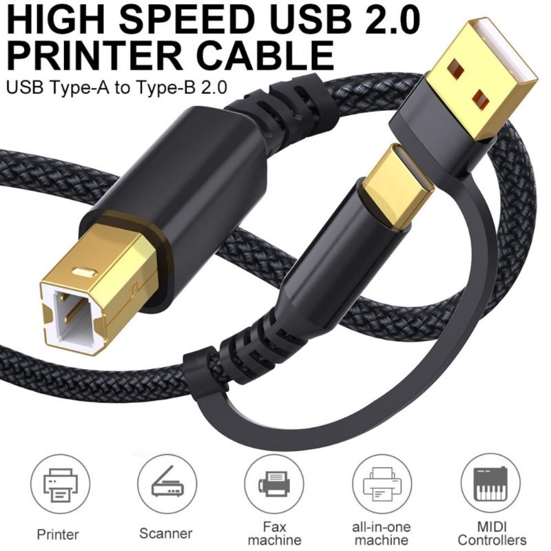1м/2м/3,0м/5м USB Type C на USB B Кабель для передачи данных Простое подключение Принтеров Сканеров и Цифровых Пианино к Телефонам Планшетам