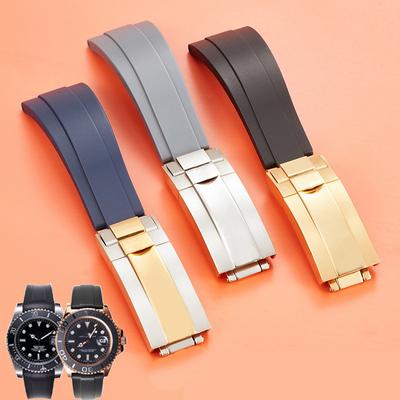 Ремешок для часов 20 мм, натуральный мягкий силиконовый резиновый ремешок для часов Rolex, ремешок для часов Daytona Submariner GMT OYSTERFLEX, браслет со складной пряжкой