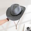 Stylish Western Theme Sun Hat Breathable Paper Straw Panama Hat For Riding And Outdoor Event Women Men Unisex Headwear
