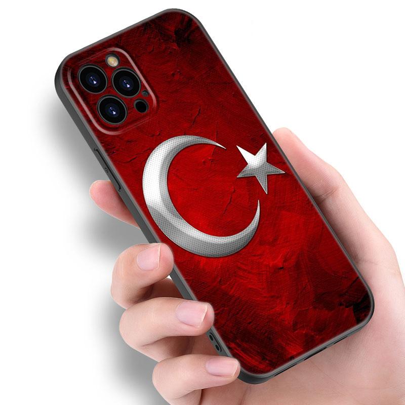 Turkey Turkish Flag Black Silicone Phone Case For Apple iPhone 12 13 Mini 11 14 15 Pro Max 7 8 Plus X XR XS SE 2020 2022