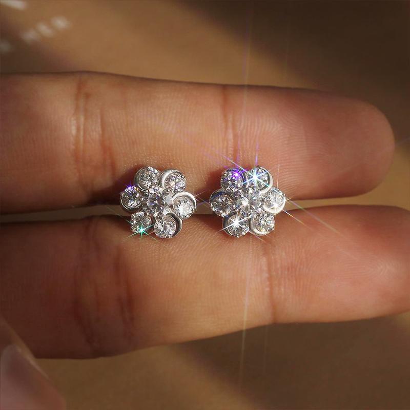 Серьги-гвоздики Huitan Chic в форме цветка с кубическим цирконием для женщин, повседневная одежда, изысканные женские аксессуары для пирсинга, модные украшения