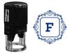 Printtoo Swirl Border Square F Alphabet Monogram Initial Self Inking Rubber Stamp R-40 Office