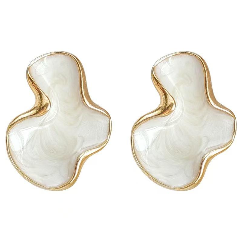 Chic Abstract Cloud White Stud Earrings for Women Trendy Casual Accessory