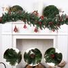 Искусственная рождественская гирлянда, искусственная гирлянда из зелени с шишкой и ягодами для праздничного декора каминной полки, окон, лестниц
