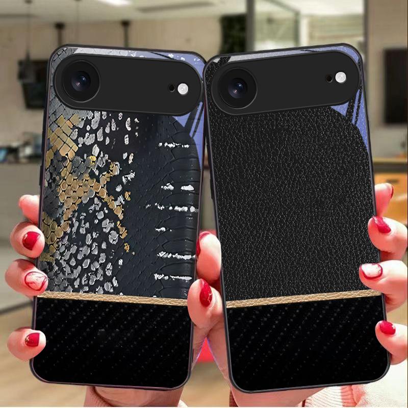 Элемент с текстурой чешуи Для iPhone 11 Pro 12 13 mini 14 15 Pro Max 16 E 17 Air XS Max XR 8 7 Plus SE 5 6 Черный Стеклянный чехол для телефона