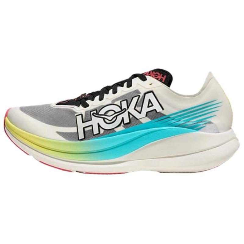 HOKA ONE ONE ROCKET X 2 Anti Slip Wear Resistant Low Top Casual Running Shoes Unisex White Gray Sneakers 1127927-YZC