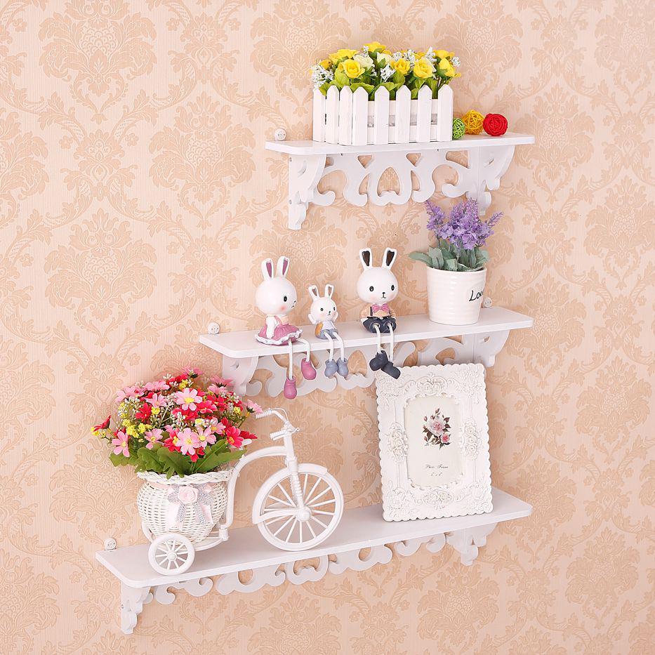 Bedroom Wall Mount Shelf Set - TV Background, 3-Piece Wall Rack Decor