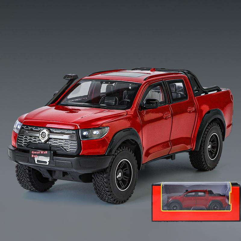 1:24 Great Wall Motor POER Pickup Alloy Diecast Off-road Vehicles Car Model Outdoor Display Collection Ornaments Birthday Gifts