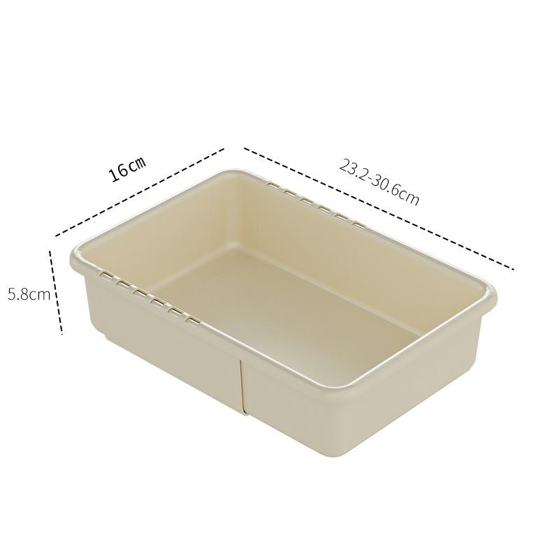 Регулируемый телескопический ящик для хранения с комбинированными отделениями — идеально подходит для кухонных столовых приборов, носков и многого другого