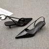 Brand Designer Women Pointed Toe Heels Shoes Sandals  Luxury Dress Party Summer Slippers New Walking Flip Flops Pumps Slides