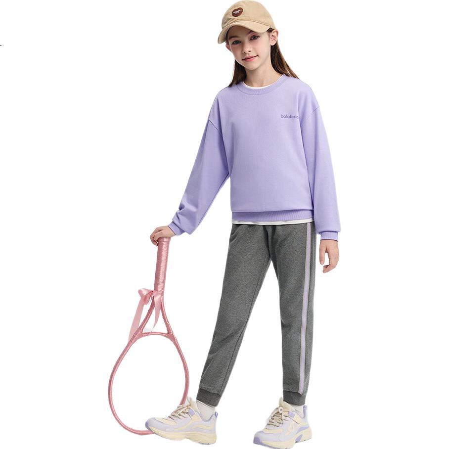 Balabala Girls Fleece-Lined Pants 2025 Autumn Winter New Children's Casual Sports Warm Jogger Pants