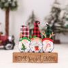 2Pcs DIY Christmas Desktop Ornaments Cartoon Table Centerpiece Santa Wood Plaque Signs  New Years