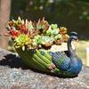 Handmade Resin Peacock Succulent Planter Pot Cactus Planter Flower Pot Container Vintage Decorative