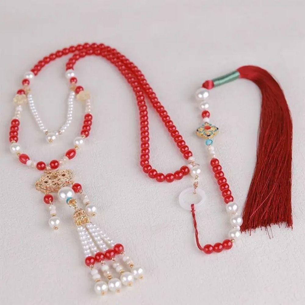 Chinese Style Hanfu Ruyi Pendant Tang Ming Song Dynasty Long Tassel Necklace Girls