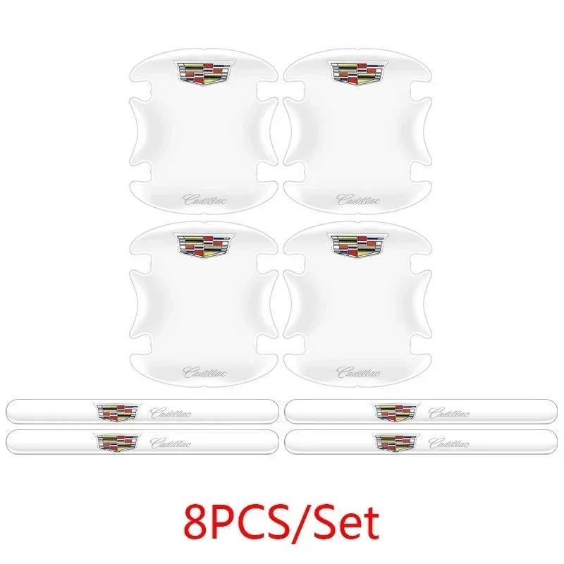 8pcs Car Door Handle Anti-Scratch Sticker Decal for Cadillac DTS ATS Tiburon CTS SRX Escalade BLS Deville XTS XT5 Seville Badge