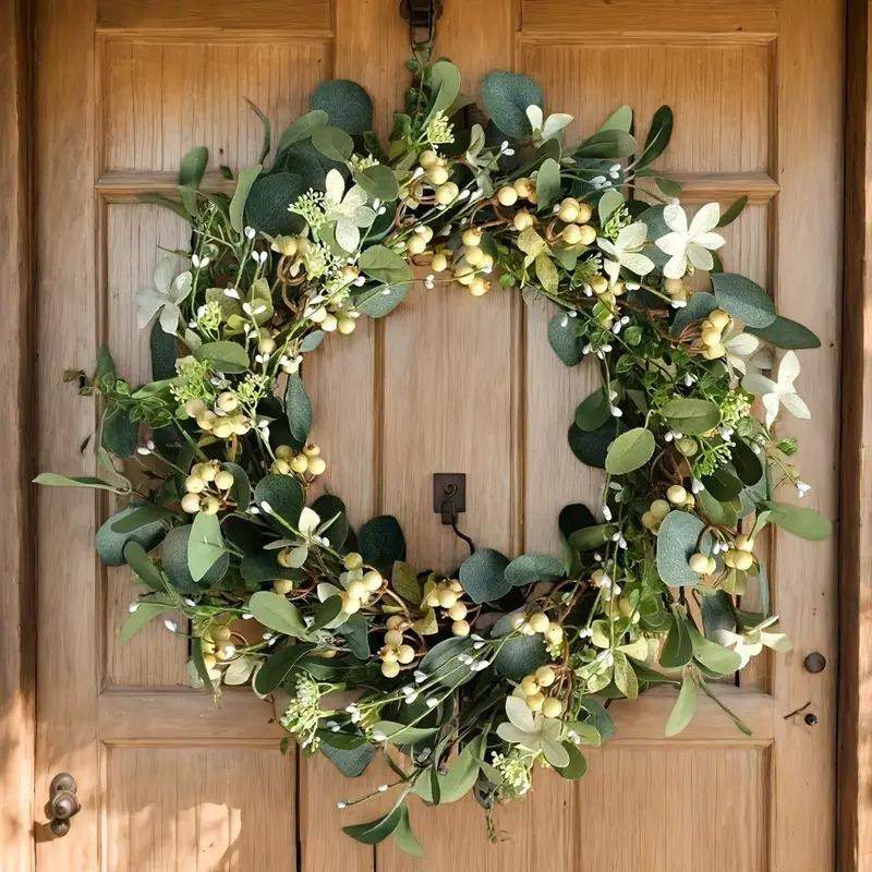 1PC Eucalyptus Wreath New Year Simulation Leaves Hanging Decor Christmas Door Hanging Wreath Holiday Decoration